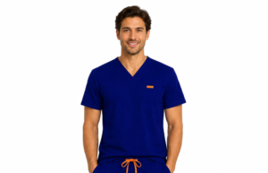 Bluza medicala de barbati slim fit cu patru buzunare