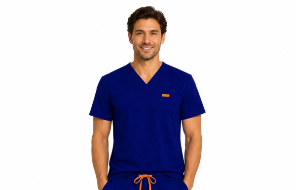 Bluza medicala de barbati slim fit cu patru buzunare