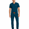 albastru carabie slim barbat Bluza medicala de barbati slim fit cu patru buzunare