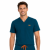 albastru carabie slim barbat bluza Bluza medicala de barbati slim fit cu patru buzunare