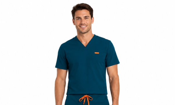 Bluza medicala de barbati slim fit cu patru buzunare