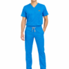 albastru deschis barbat slim Pantalon medical de barbati slim fit cu opt buzunare