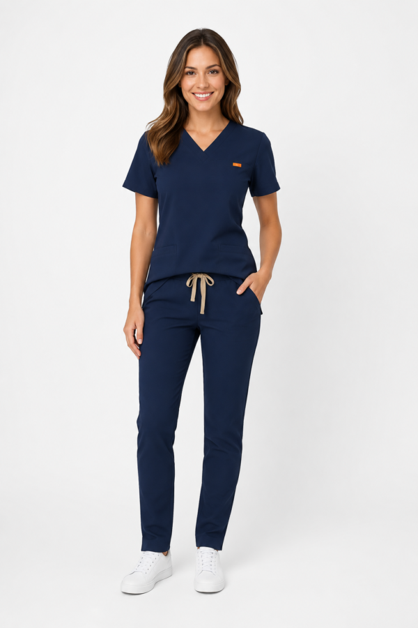 albastru inchis dama slim Bluza medicala de dama slim fit cu trei buzunare