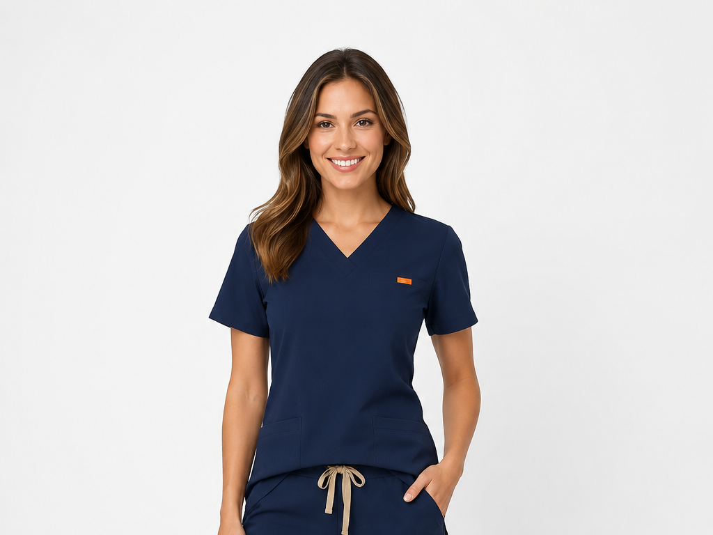 Bluza medicala de dama slim fit cu trei buzunare