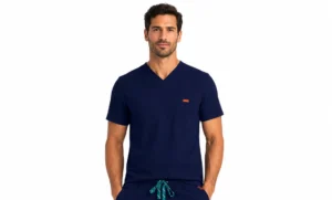 Bluza medicala de barbati Regular fit cu trei buzunare