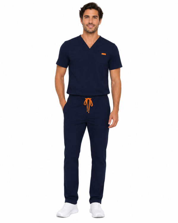 Bluza medicala de barbati slim fit cu patru buzunare