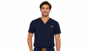 barbat navy slim bluza Bluza medicala de barbati slim fit cu patru buzunare