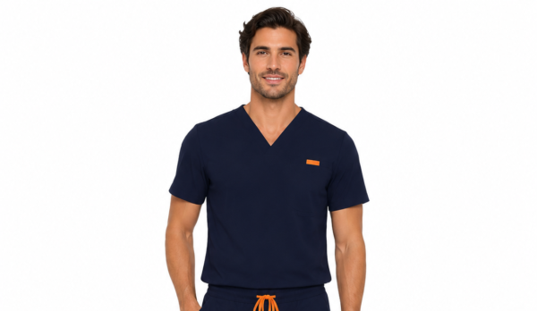 Bluza medicala de barbati slim fit cu patru buzunare