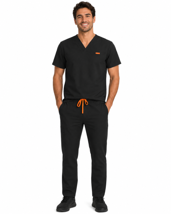 Bluza medicala de barbati slim fit cu patru buzunare