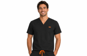 barbat negru slim bluza Bluza medicala de barbati slim fit cu patru buzunare