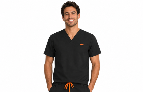 Bluza medicala de barbati slim fit cu patru buzunare