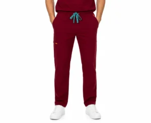 barbat-rosu-inchis-slim-pantalon Pantalon medical de barbati Regular fit cu sapte buzunare