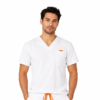barbat slim alb bluza Bluza medicala de barbati slim fit cu patru buzunare
