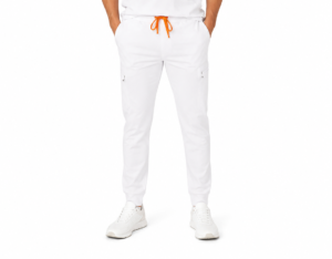 barbat slim alb pantalon Pantalon medical de barbati slim fit cu zece buzunare