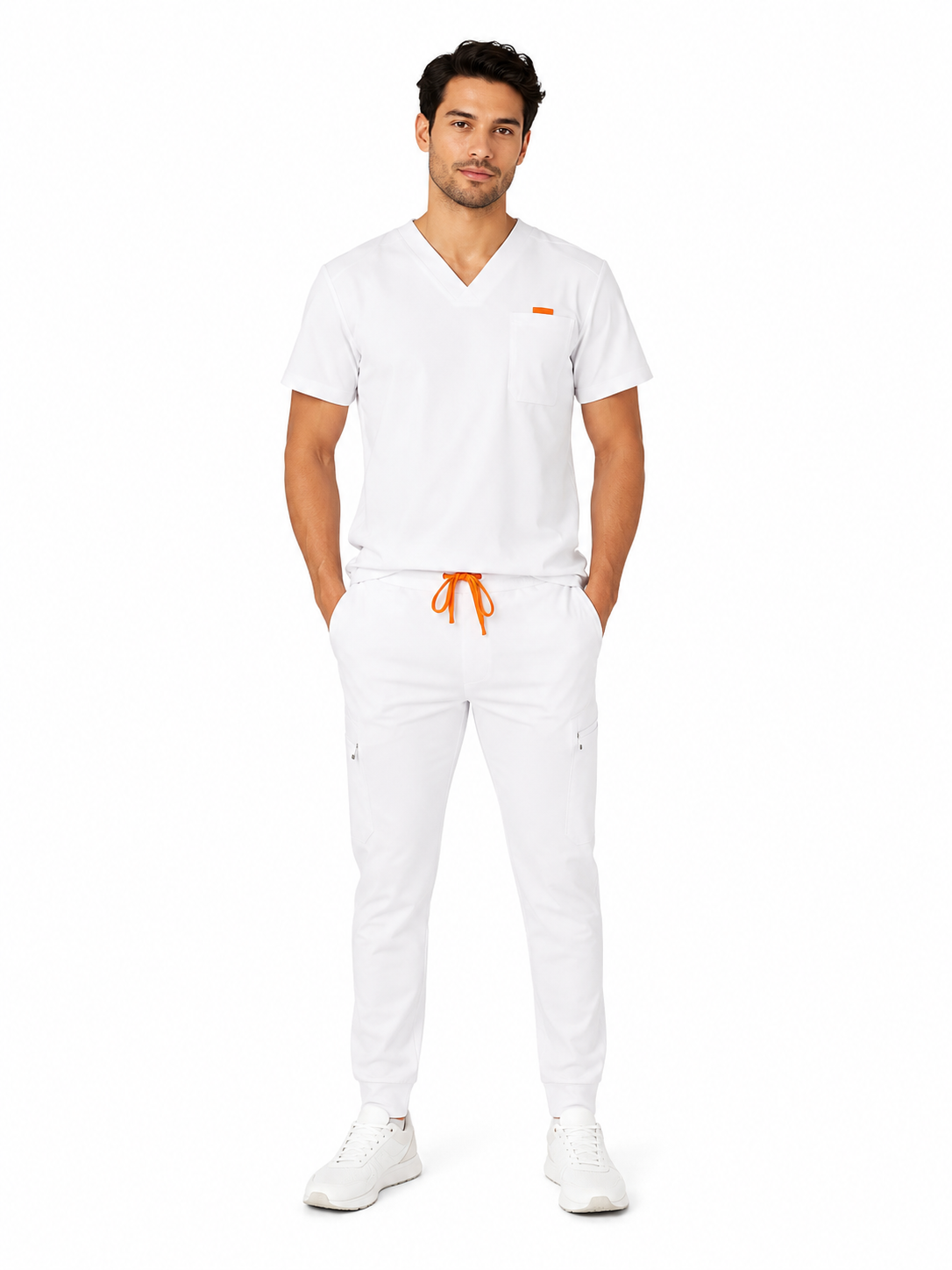 Bluza medicala de barbati slim fit cu patru buzunare
