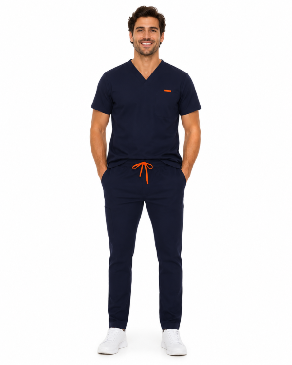 Pantalon medical de barbati slim fit cu zece buzunare