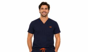 Bluza medicala de barbati slim fit cu patru buzunare