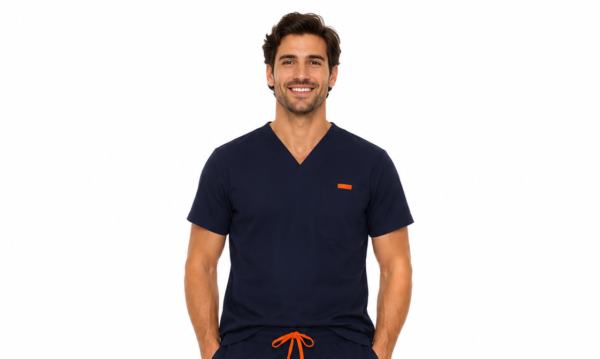 Bluza medicala de barbati slim fit cu patru buzunare