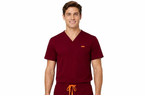 Bluza medicala de barbati slim fit cu patru buzunare