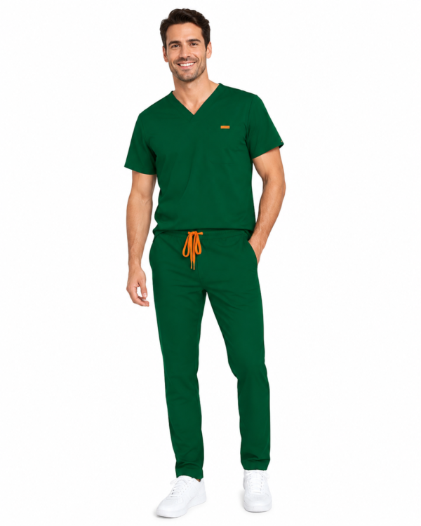 Bluza medicala de barbati slim fit cu patru buzunare