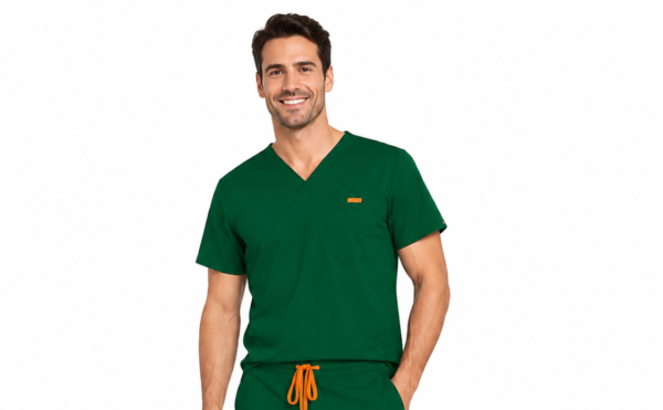 Bluza medicala de barbati slim fit cu patru buzunare