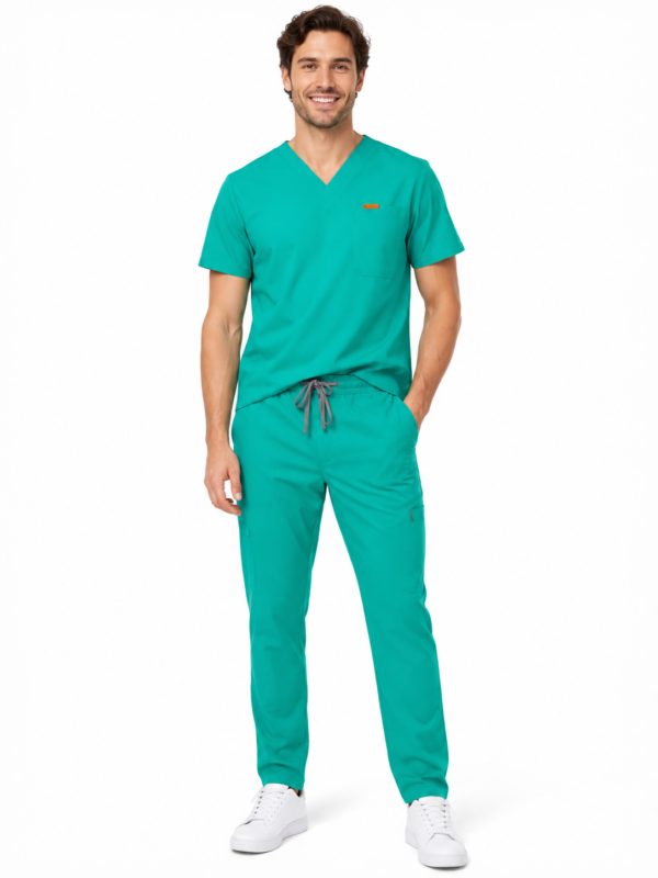 Bluza medicala de barbati slim fit cu patru buzunare