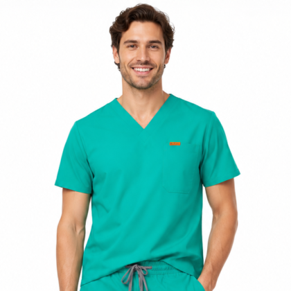 Bluza medicala de barbati slim fit cu patru buzunare
