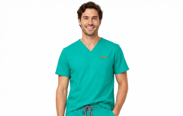 Bluza medicala de barbati slim fit cu patru buzunare
