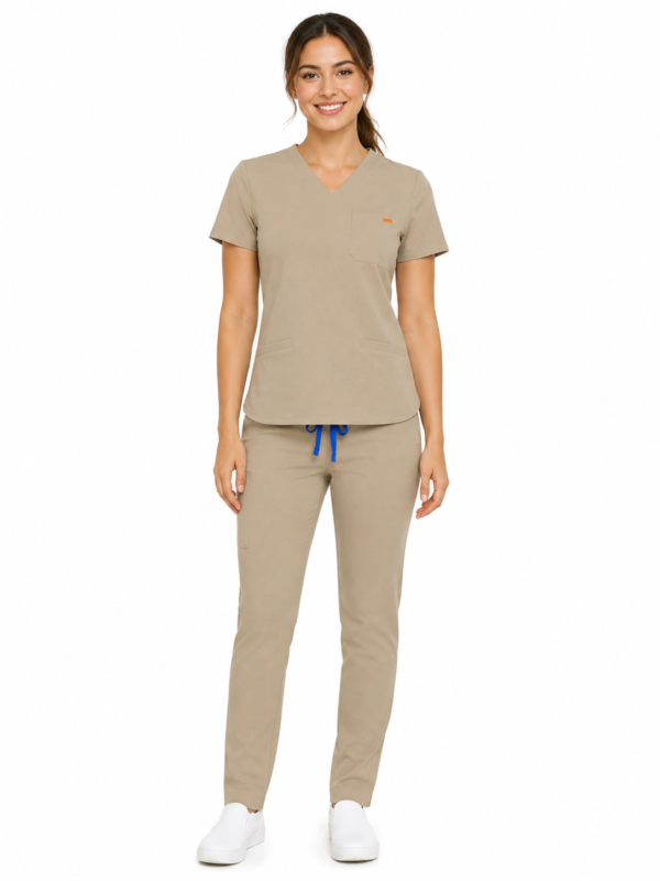 bej dama slim Bluza medicala de dama slim fit cu trei buzunare