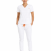 dama alb slim Pantalon medical de dama slim fit cu zece buzunare
