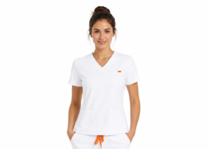 dama alb slim bluza Bluza medicala de dama slim fit cu trei buzunare