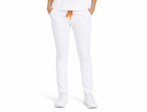 dama alb slim pantalon Pantalon medical de dama slim fit cu zece buzunare