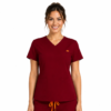 dama slim rosu inchis bluza Bluza medicala de dama slim fit cu trei buzunare