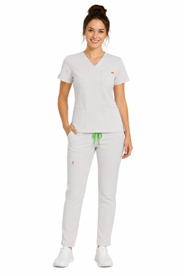 gre deschis slim dama Bluza medicala de dama slim fit cu trei buzunare