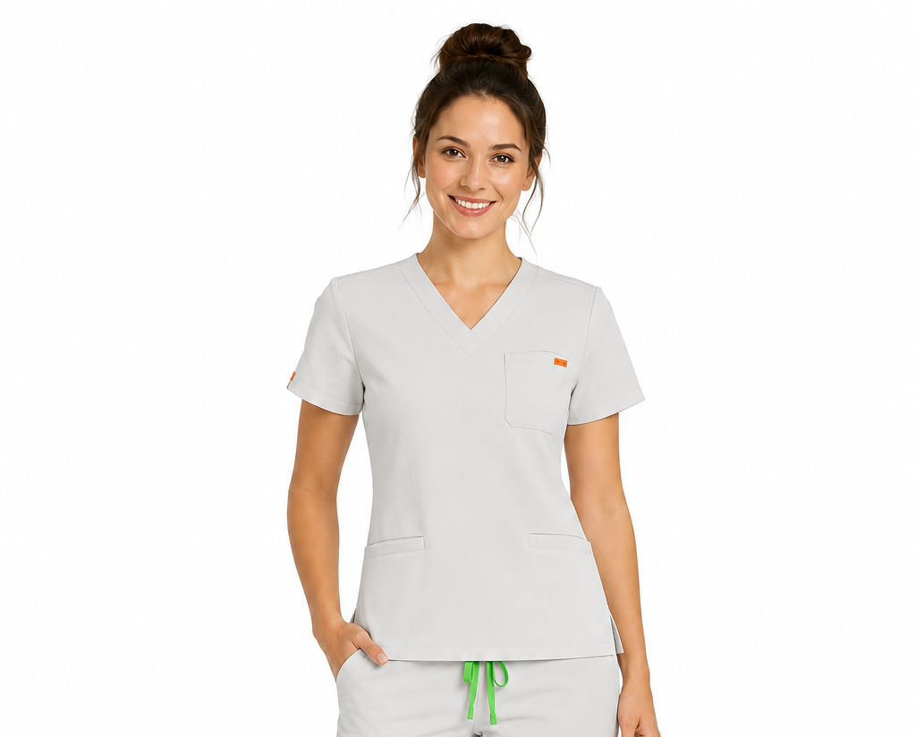 Bluza medicala de dama slim fit cu trei buzunare
