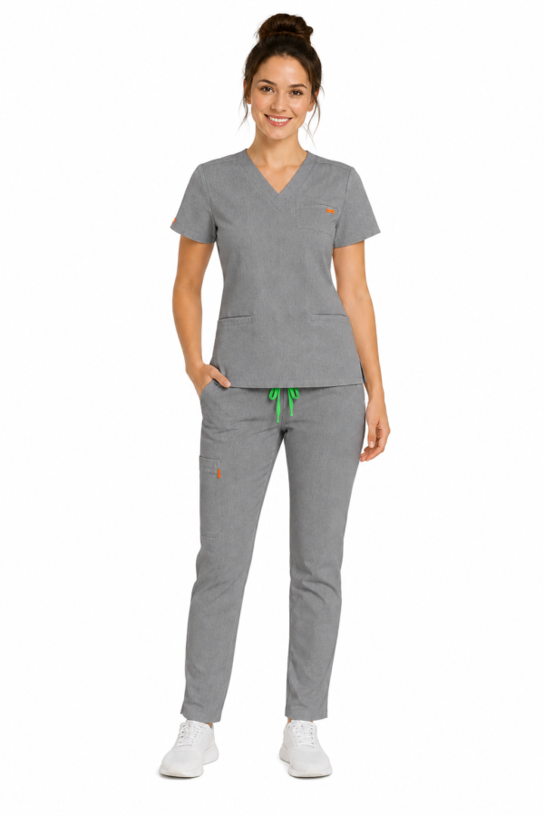 Pantalon medical de dama slim fit cu opt buzunare