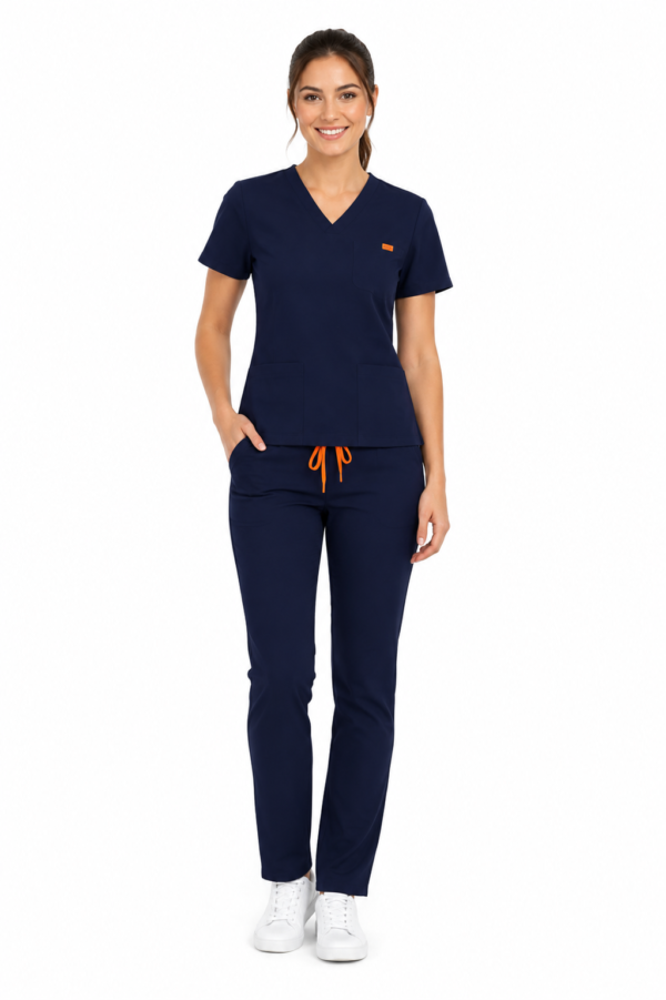 navy dama slim Pantalon medical de dama slim fit cu zece buzunare