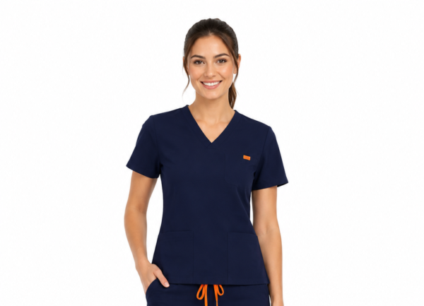 Bluza medicala de dama slim fit cu trei buzunare