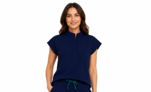 navy slim dama bluza Bluza medicala de dama Butterfly cu doua buzunare