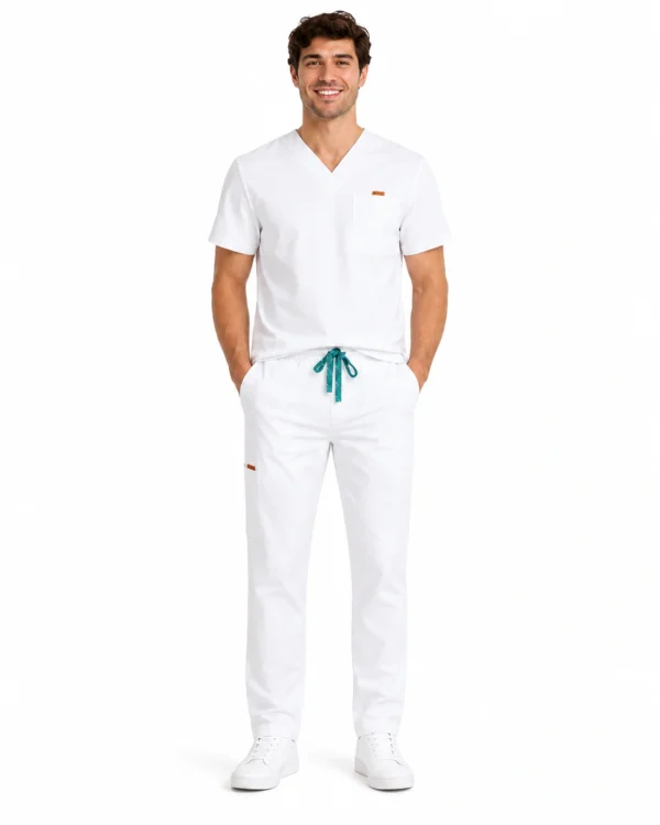 Bluza medicala de barbati Regular fit cu trei buzunare