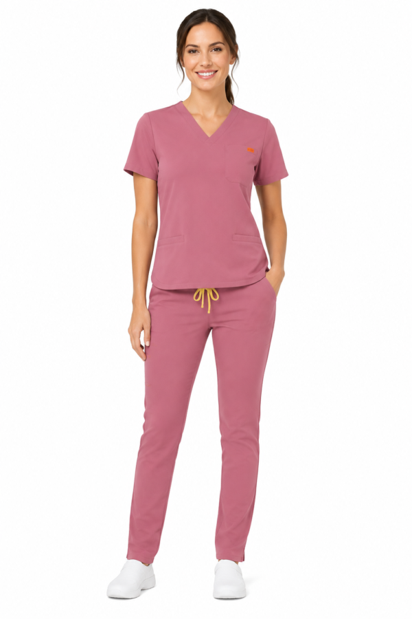 roz slim dama Bluza medicala de dama slim fit cu trei buzunare