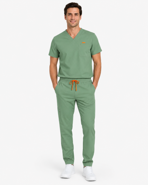 Pantalon medical de barbati slim fit cu zece buzunare