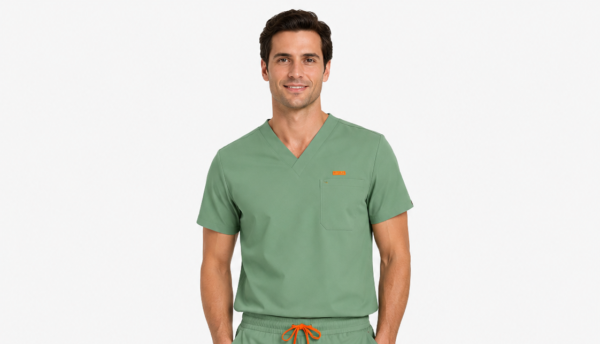 Bluza medicala de barbati slim fit cu patru buzunare