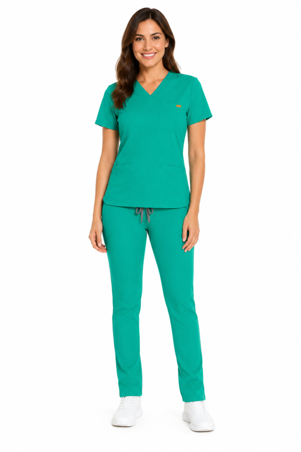 Pantalon medical de dama slim fit cu opt buzunare