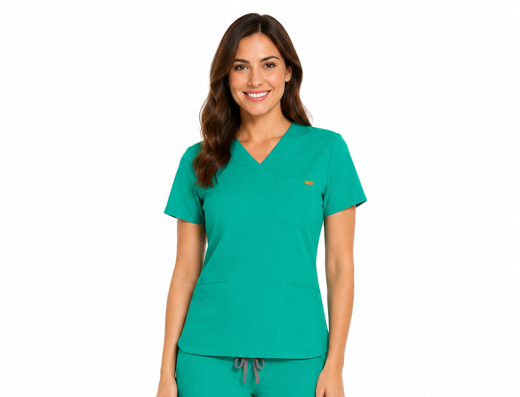 Bluza medicala de dama slim fit cu trei buzunare